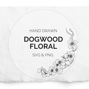 Hartriegel Blume SVG, Glowforge, für Gravur, Hartriegel Zweig, botanischer Zweig, Halbkreis, Cricut Folie, kommerziell frei, Briefpapier