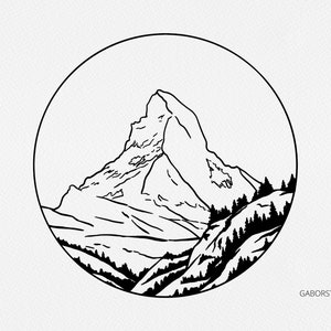 Mountain SVG, Matterhorn Graphic, Clipart, Travel Logo Design, Mountain Illustration, Hiking SVG, Switzerland, Engraving, Laser, Sublimation