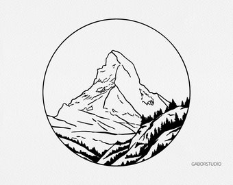 Mountain SVG, Matterhorn Grafik, Clipart, Reise Logo Design, Berg Illustration, Wandern SVG, Schweiz, Gravur, Laser, Sublimation