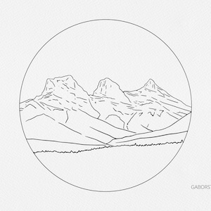 Mountain SVG, Mountain in Circle Frame, Rockies, Minimalist Mountain Outline, 3 Sisters Canmore, Sublimation, T-shirt design, apparel, laser