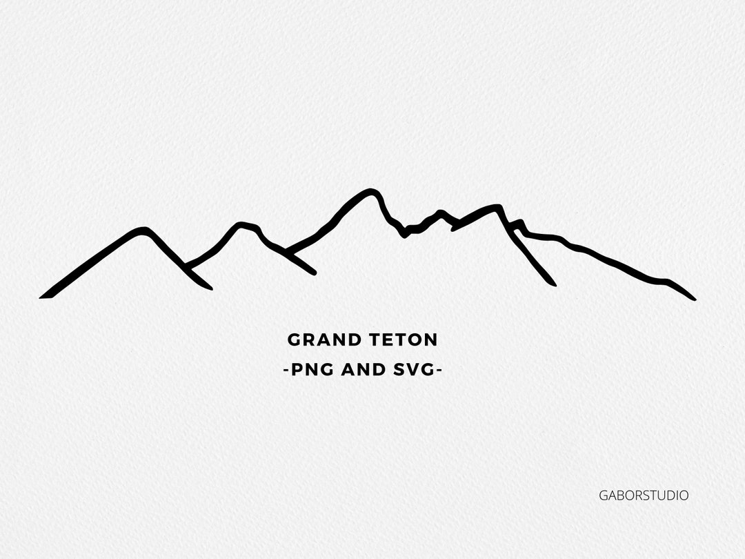 Grand Teton SVG, Minimalist Mountain Outline, Teton National Park