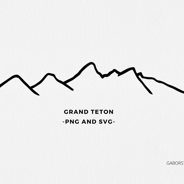 Grand Teton SVG, Minimalist Mountain Outline, Teton National Park, Wyoming, Mountain Digi Stamp, Mountain Graphic, Logo, Branding