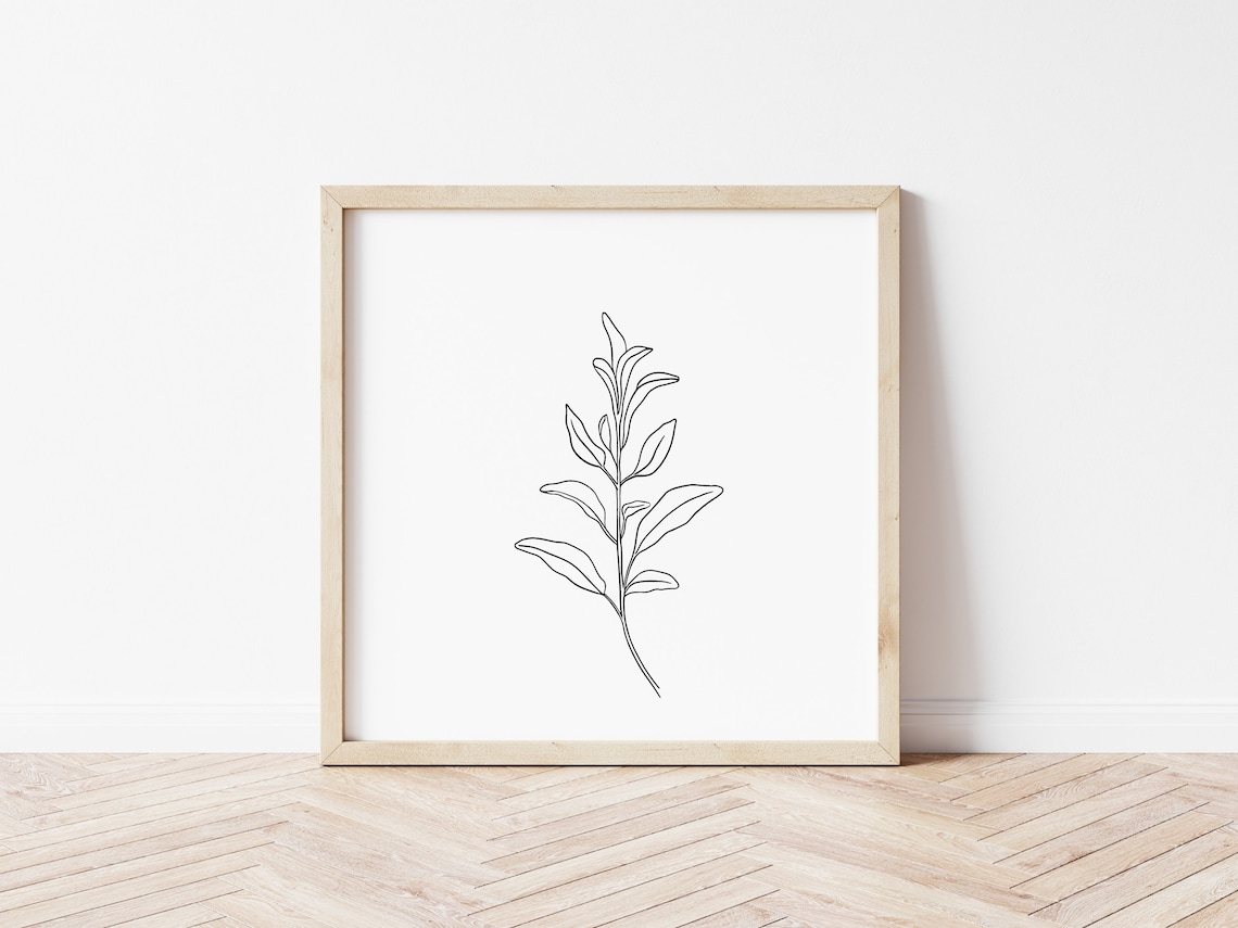 Sage Leaf Elements SVG and PNG Botanical Hand Drawn | Etsy