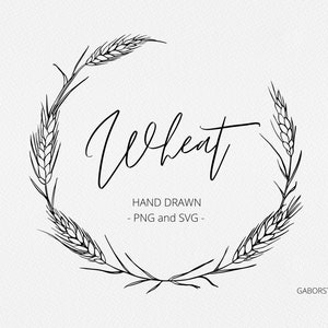 Corona de trigo SVG, Corona de cosecha PNG, Acción de Gracias, Diseño de etiqueta del logotipo de la cosecha, Marco dibujado a mano / Borde Descarga instantánea, Comercial gratis