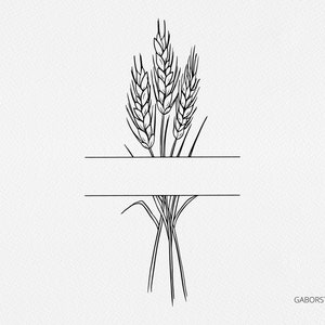 Wheat Split Frame SVG, Wheat Frame Graphic,  Harvest Wheat PNG, Thanksgiving, Logo Label Design, Hand Drawn Frame, Commercial Free