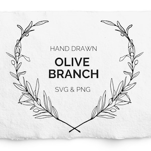 Olive Branch Wreath SVG and PNG - Hand Drawn Botanical, Digi Stamp, Cardmaking, Scrapbooking, Wedding, Stationery SVG, Logo, Monogram