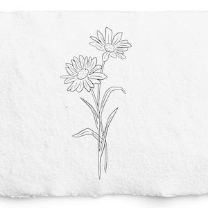 Avril Birth Month Flower SVG - Fleur d’anniversaire PNG, Dessin à la main Fatrice de marguerite graphique, Cricut, Botanique dessinée à la main, Timbre Digi, Tatouage