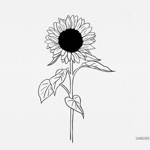 Tournesol SVG, Dessiné à la main, Dessin au trait, Utilisation commerciale, Timbre numérique, Laser, Glowforge, Jardin, Botanique d’automne, Graphique de tournesol