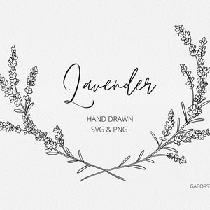 Lavender SVG, Marco de corona de lavanda dibujado a mano, Marco de círculo botánico, Boda, diseño de logotipo, Clipart, sello Digi, Glowforge, Láser