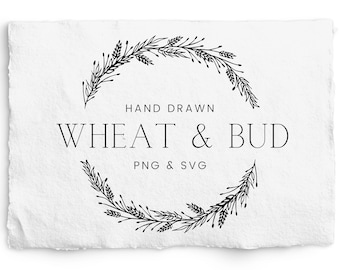 Wheat and Bud Split Frame Wreath, Harvest Wreath SVG, Monogram, Thanksgiving, Harvest Logo, Label Design, Laser Engraving, Glowforge, Cricut