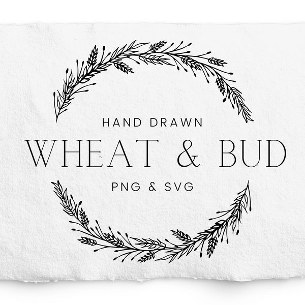 Wheat and Bud Split Frame Wreath, Harvest Wreath SVG, Monogram, Thanksgiving, Harvest Logo, Label Design, Laser Engraving, Glowforge, Cricut