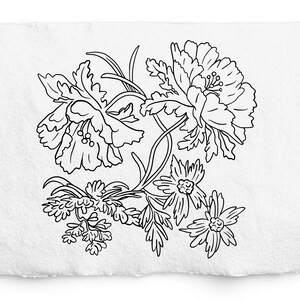 Pioenroos Vintage Botanische SVG, vierkant gevormd bloemontwerp voor Cricut gold folie, briefpapier ontwerp, digitale postzegelillustratie, handgetekende