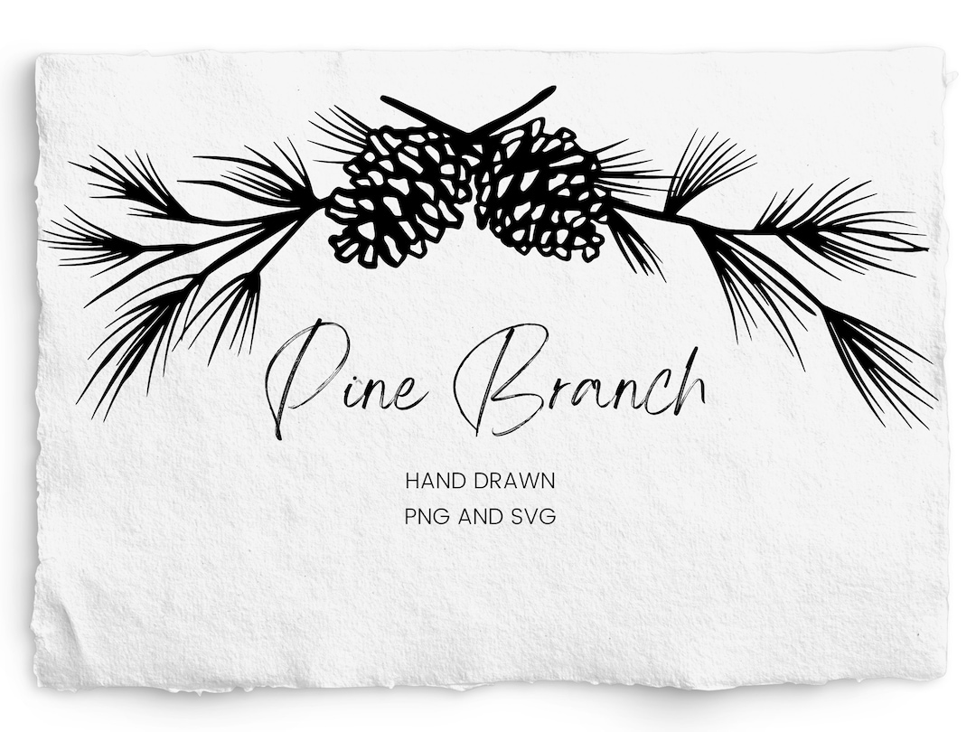 Pine Branch SVG, Pine Bough Frame SVG and PNG, Laser Engraving