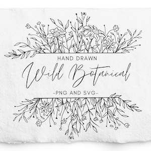 Blumenrahmen SVG, Gravur, Glowforge, Wildblumenrahmen, Blumenrahmen SVG, Blumen PNG Clipart, Hochzeit Clipart