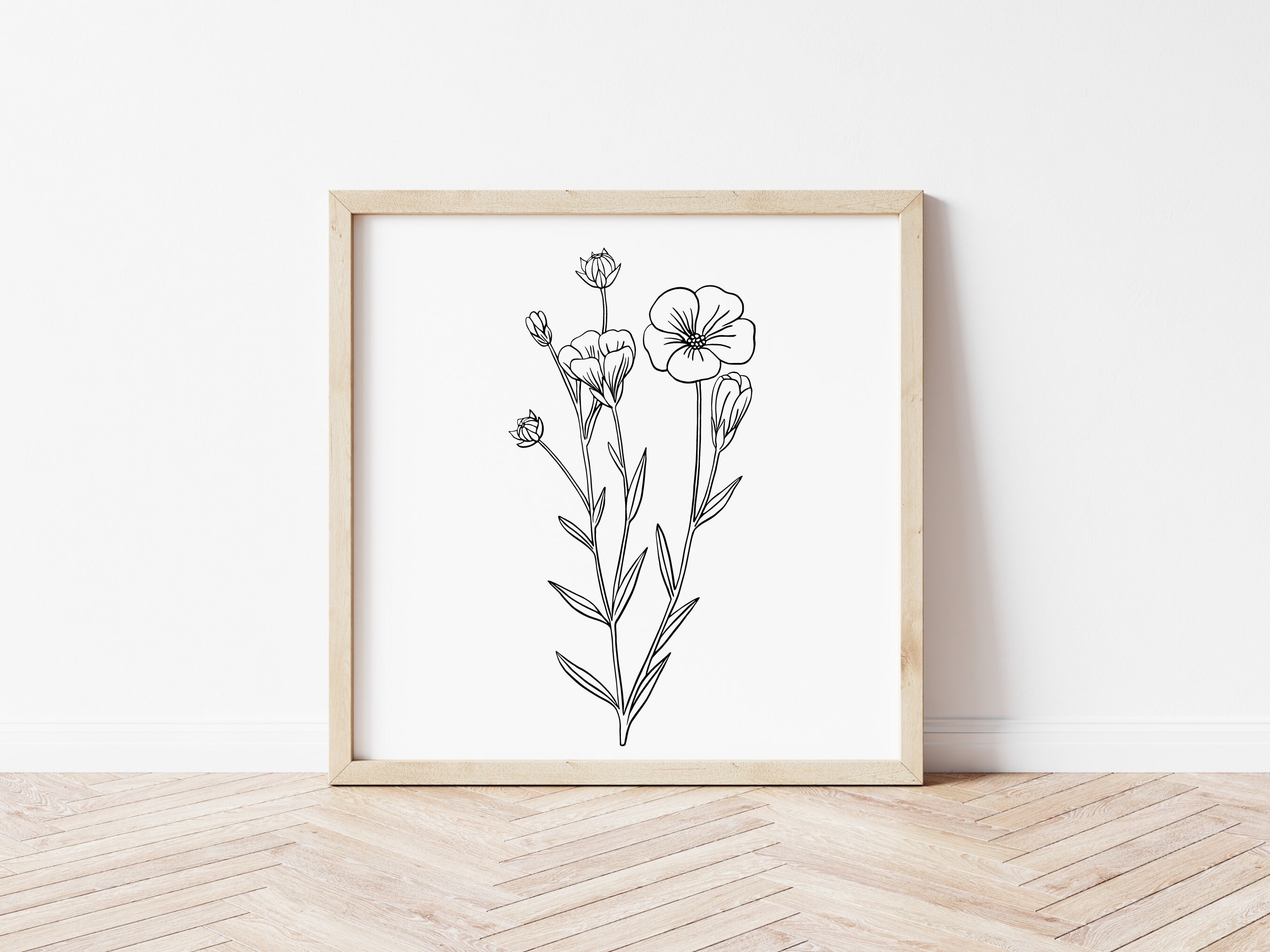 Wild Flower SVG, Hand Drawn Botanical, Line Drawing, Tatoo