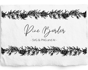 Pine Cone Border SVG, Seamless Pine Border, Laser Engraving, Glowforge, Commerical Free, Etching, Botanical Hand Drawn Winter Elements,