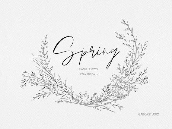 Botanical Wreath SVG Hand Drawn Spring and Summer Floral - Etsy