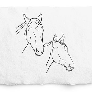 Dessin au trait tête de cheval, chevaux dessinés à la main, sans publicité, gravure au laser, feuille d'oie, tampon Digi, art équin minimaliste