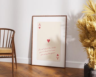 Red Ace of Hearts Inspirational Print | Retro Playing Card Art (Digital Download)
