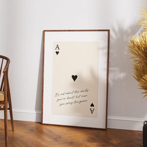 Impresión de As de Corazones Negro / Arte de Naipes Retro / Póster con Cita Inspiradora / Arte Motivacional y Aspiracional de Moda / Decoración para el Hogar y la Oficina