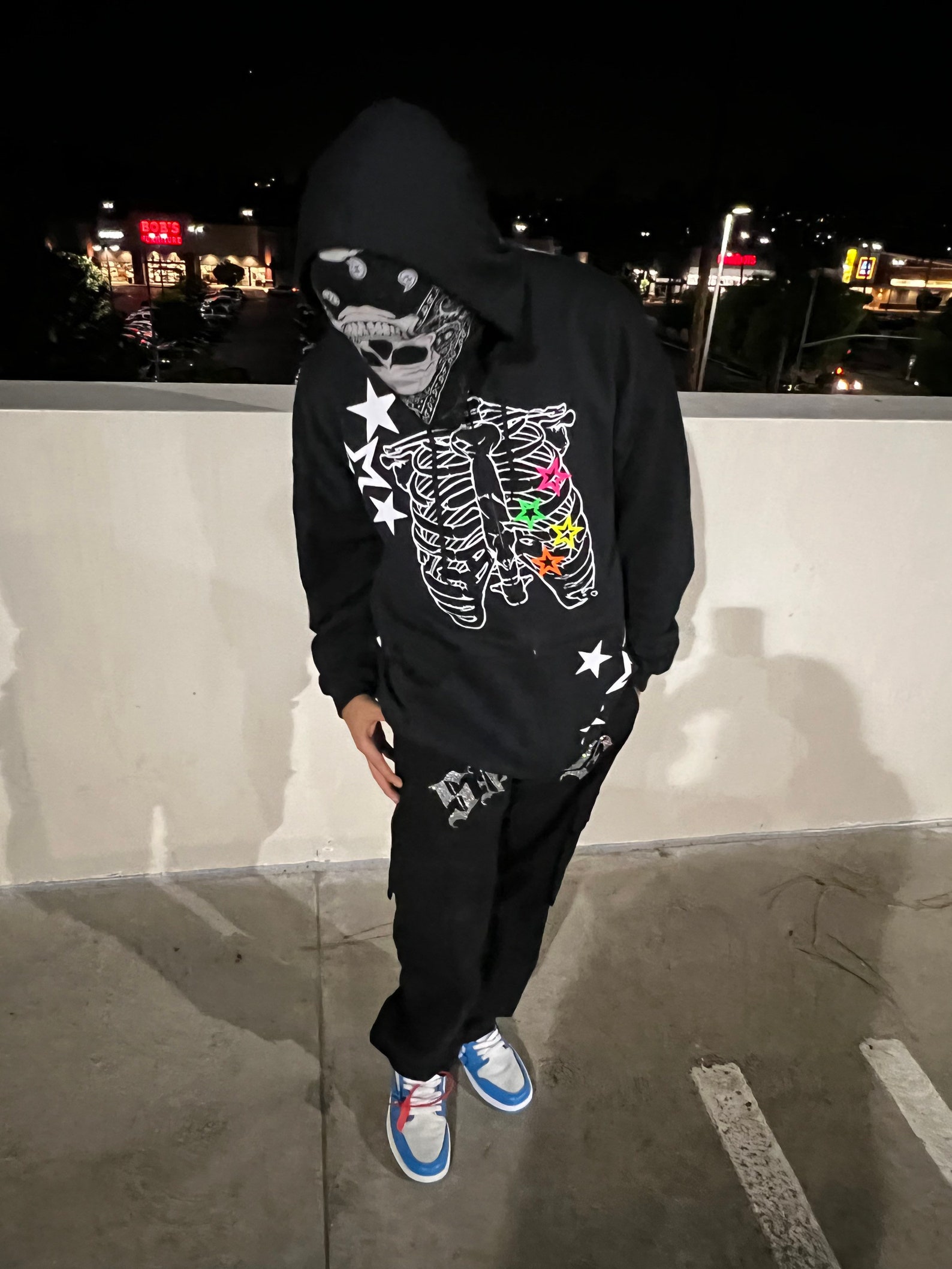 Y2k Skeleton Zip up Hoodie With Neon Stars - Etsy