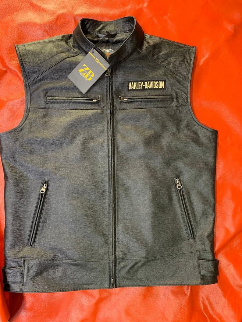 Harley Davidson Men's Passing Link Vest Starts Rugged Cow Etsy