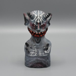 Demon bust handmade sculpture