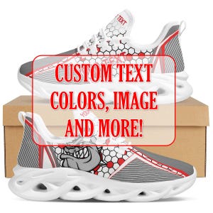 Personalized Slip-On Sneakers: Custom Text & Mascot, Geometric Pattern