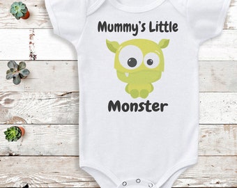 Personalised Name Baby Bodysuit - Mummies Lil Green Monster - Personalised Gift -Add Personalisation -  baby gift, baby bodysuit gift