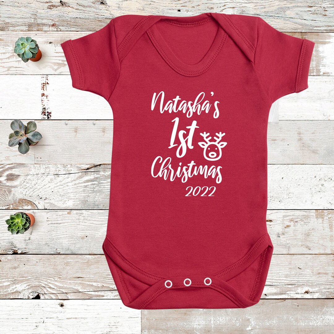 Personalised Name First Christmas Bodysuit Personalised Baby Gift add