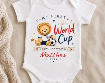 Personalised My First World Cup Baby Bodysuit or T-Shirt - World Cup 2026 - Baby First World Cup - World Cup Top - England World Cup 2026