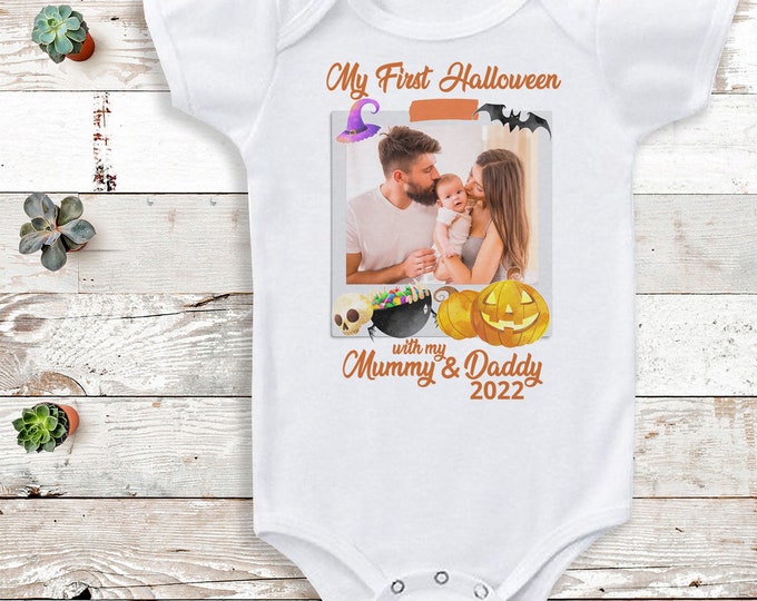 Featured listing image: Personalised Halloween Polaroid - 2 designs choice - Personalised Baby Gift - Personalised Name & Photo - Personalised baby gift