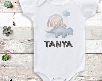 Personalised Name Baby Bodysuit - Stegosaurus - Personalised -Add Your Personalisation - Personalised baby gift, baby bodysuit gift