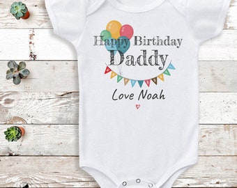 Gepersonaliseerde Happy Birthday Daddy Romper - Gepersonaliseerd babycadeau - Voeg uw personalisatie toe - Gepersonaliseerd babycadeau, babybodycadeau