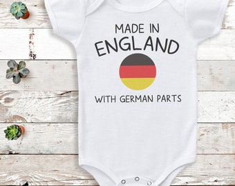 Personalised Made In... with PERSONALISED Parts - Personalise with any flag - Personalised baby gift, baby bodysuit gift - Personalised baby