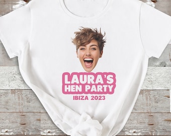 Personalised FACE Hen Do Party T-Shirts, Last Night of Freedom, Hen Do Tops, Hen Weekend, Hen Group Custom T-Shirts, Costume