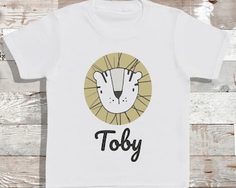 Personalised name, Lion Design - T-Shirt - Babies T-Shirt - Kids T-Shirt - Personalised Name - Personalised - Add Your Personalisation
