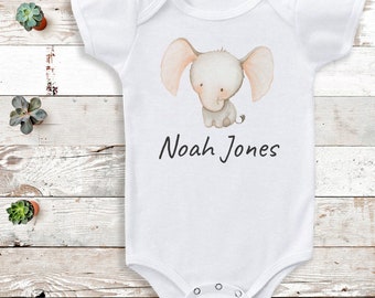 Personalised Full Name Elephant Bodysuit  - Personalised Baby Gift -Add Your Personalisation - Personalised baby gift, baby bodysuit gift