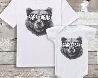 Ensemble papa ours et bébé ours assortis - Fête des pères - Cadeau assorti papa et bébé - Cadeau papa - Pour papa - Coffret cadeau papa