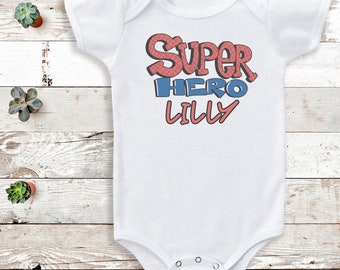 Super Hero Personalised Name Bodysuit- Personalised Baby Gift -Add Your Personalisation - Personalised baby gift, baby bodysuit gift