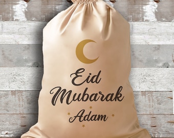 PERSONALISED All Script Name & Eid Mubarak Gift Sack - Eid Gift - Ramadan Gift - Eid Mubarak Gift - Eid Gift Bag