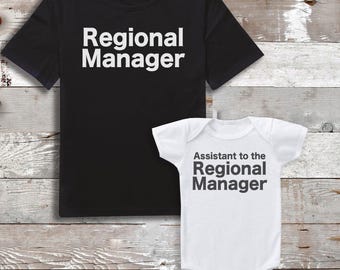 Asistente del gerente regional - Conjunto a juego para papá y bebé - Día del padre - Regalo a juego para papá y bebé - Regalo para papá - Para papá - Conjunto de regalo para papá