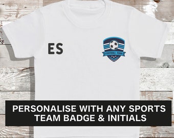 Personalised Football Badge T-Shirt with Initials - Baby and Kids T-Shirt - Personalised - Add Your Personalisation