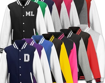 Gepersonaliseerde Initial Varsity Jacket - Varsity Jacket Bomberstijl - Baseballjack - Kinder- en volwassenenjack - Uniseks jack Alle kleuren