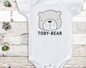 Personalised Name, Bear Design - Bodysuit - Personalised Baby Gift -Add Your Personalisation - Personalised baby gift, baby bodysuit gift