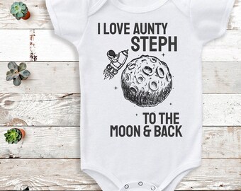 Personalised Love Auntie, moon and back- Personalised Baby Gift -Add Your Personalisation - Personalised baby gift, baby bodysuit gift