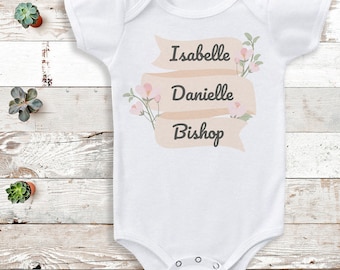 Personalised Full Name bodysuit - Pink - Personalised Baby Gift -Add Your Personalisation - Personalised baby gift, baby bodysuit gift