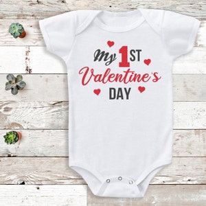 My 1st Valentine&#39;s Day - Valentine&#39;s Day Gift, Valentines Day Baby - My First Valentines Day - Baby bodysuit gift - Baby Vest