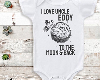 Personalised Love Uncle, Moon & Back Bodysuit - Personalised Baby Gift-Add Your Personalisation - Personalised baby gift, baby bodysuit gift