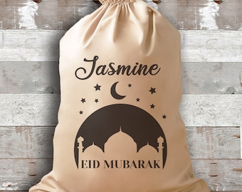 PERSONALISED Scripted Name Eid Mubarak Gift Sack - Eid Gift - Ramadan Gift - Eid Mubarak Gift - Eid Gift Bag